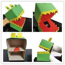 創(chuàng)意親子手工 抽紙盒變身小鱷魚(yú)手偶玩具，讓寶寶愛(ài)不釋手